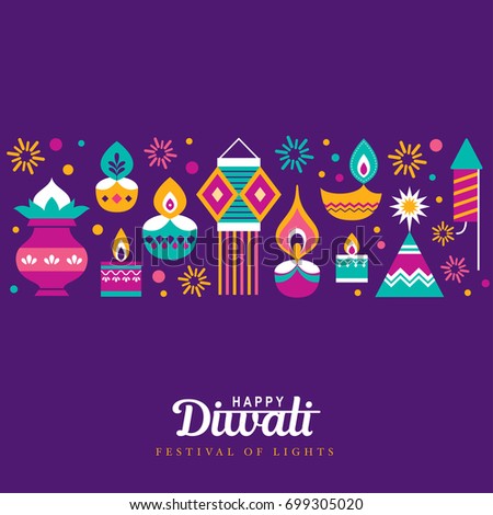 Diwali Hindu festival greeting card with modern elements Diwali Hindu festival greeting card with modern elements