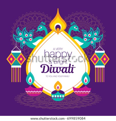 Diwali Hindu festival greeting card with modern elements Diwali Hindu festival greeting card with modern elements