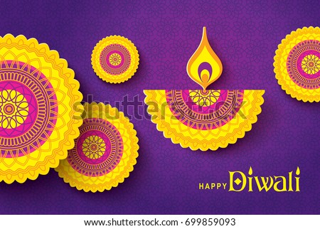 Diwali festival greeting card with colorful rangoli background Diwali festival greeting card with colorful rangoli background