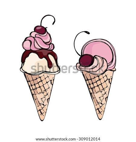 Tasty Ice Cream Isolated On White Stock Vector 318606749 - Shutterstock