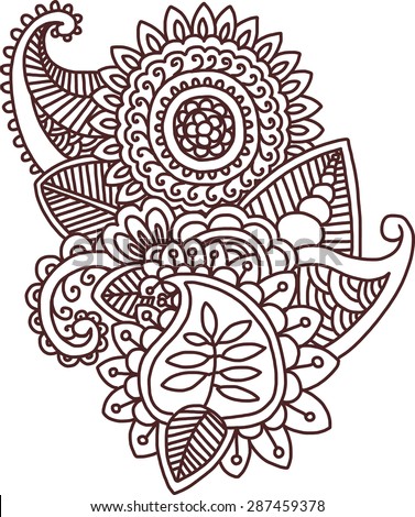 Vector ethnic mehndi pattern. Template for mehndi ornament. Hand drawn