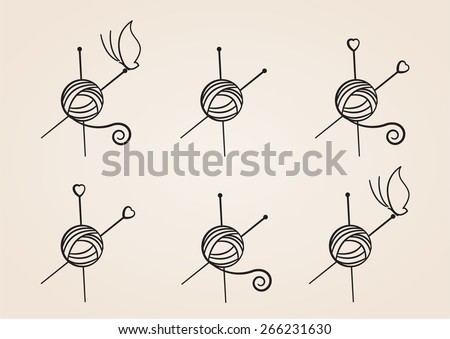 Set of Yarn Ball Logos - stock vector