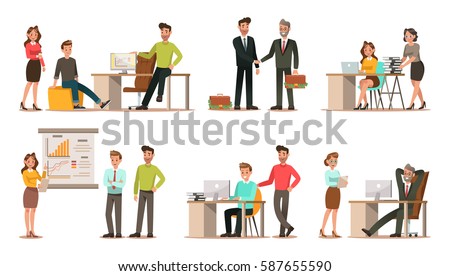 Set of business characters working in office. Vector illustration design Set of business characters working in office. Vector illustration design