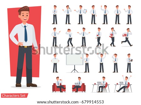 Businessman working character design set. Vector design. Businessman working character design set. Vector design.