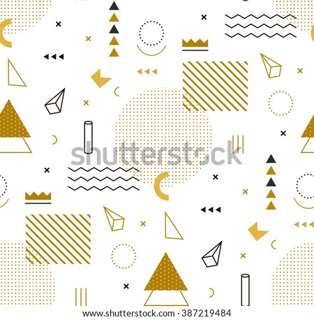 Geometric gold pattern for fashion and wallpaper. Memphis style for fashion. - stock vector Geometric gold pattern for fashion and wallpaper. Memphis style for fashion. - stock vector
