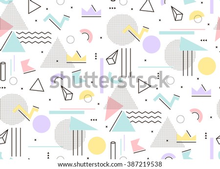 Gentle light pattern of geometric shapes Memphis style. Mint and pink triangles, hipster style to build. - stock vector Gentle light pattern of geometric shapes Memphis style. Mint and pink triangles, hipster style to build. - stock vector