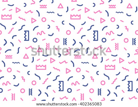 Seamless pattern in colors with geometric elements. Pattern hipster style. Templates suitable for posters, postcards, fabric or wrapping paper - stock vector Seamless pattern in colors with geometric elements. Pattern hipster style. Templates suitable for posters, postcards, fabric or wrapping paper - stock vector