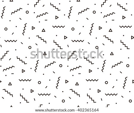 Geometric pattern with zigzags. Black and white background for the cover of the Memphis style or background - stock vector Geometric pattern with zigzags. Black and white background for the cover of the Memphis style or background - stock vector