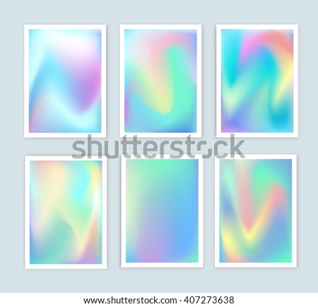 Bright holographic backgrounds set for a different design. - stock vector Bright holographic backgrounds set for a different design. - stock vector