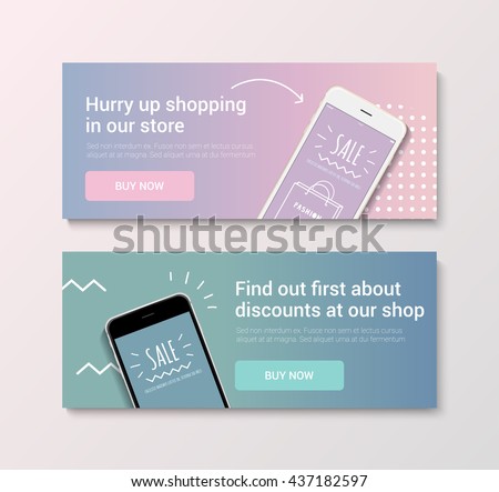 Set of banners with discount promotions. Illustration with phone discounts. Banners bedding colors. - stock vector Set of banners with discount promotions. Illustration with phone discounts. Banners bedding colors. - stock vector