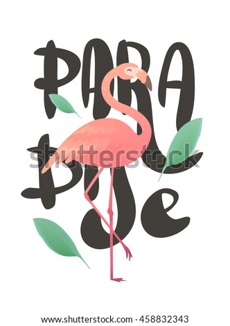 Vector illustration of a pink flamingo. Flamingo African tropical beauty of exotic animals. Sleek design simple. Title paradise Vector illustration of a pink flamingo. Flamingo African tropical beauty of exotic animals. Sleek design simple. Title paradise
