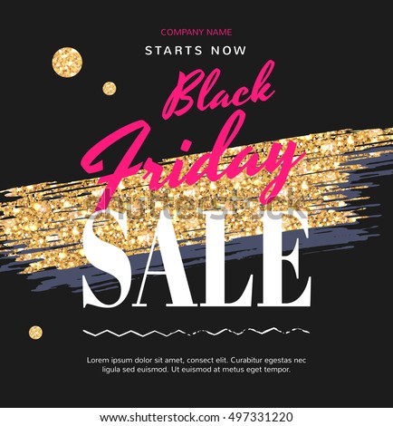 Banners for the Black Friday sale. Sale Fashion modern web banner with Gold Brush Banners for the Black Friday sale. Sale Fashion modern web banner with Gold Brush