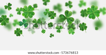 Background for St. Patrick's. Vector illustration for design with clover. Clover 3D isolated on white background. Irish symbols of the holiday. There is room for text. Background for St. Patrick's. Vector illustration for design with clover. Clover 3D isolated on white background. Irish symbols of the holiday. There is room for text.