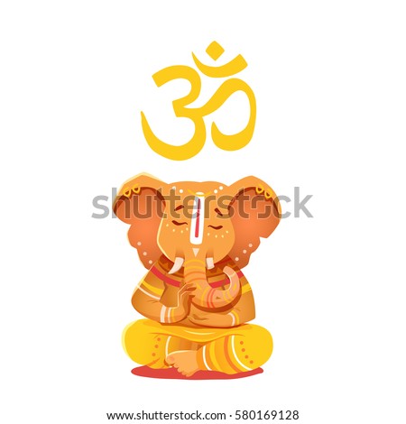Illustration yellow Ganesh with Om symbol. Deity of the elephant-headed Indian god of wisdom and prosperity. Ganesh character can be used to print. Illustration yellow Ganesh with Om symbol. Deity of the elephant-headed Indian god of wisdom and prosperity. Ganesh character can be used to print.