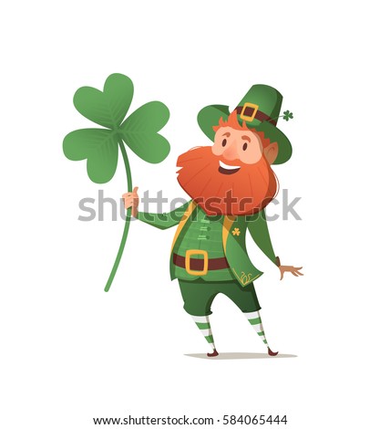 Leprechaun with clover for good luck. dwarf vector for a party in honor of St. Patrick's Day. Invitation to the pub. Leprechaun with clover for good luck. dwarf vector for a party in honor of St. Patrick's Day. Invitation to the pub.