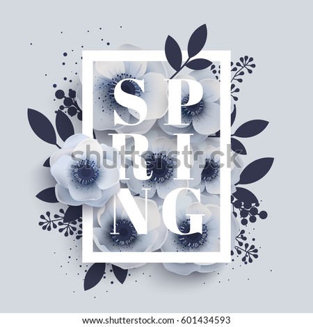 Flower arrangement with the word Spring. Vector graphic design - flowers anemones. Illustration can be used for T-shirts, fashion prints. Flower arrangement with the word Spring. Vector graphic design - flowers anemones. Illustration can be used for T-shirts, fashion prints.
