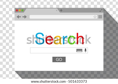 Flat style browser window on transparent background. Search engine. Vector stock illustration Flat style browser window on transparent background. Search engine. Vector stock illustration