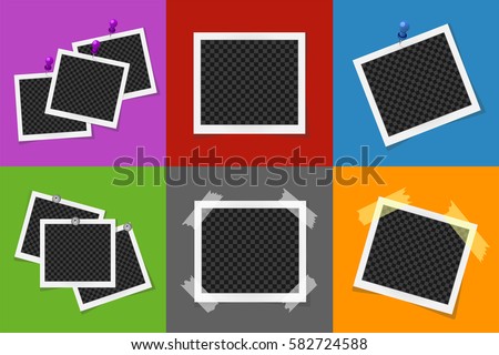 Collage of photo frames in colored squares. Vector illustration Collage of photo frames in colored squares. Vector illustration
