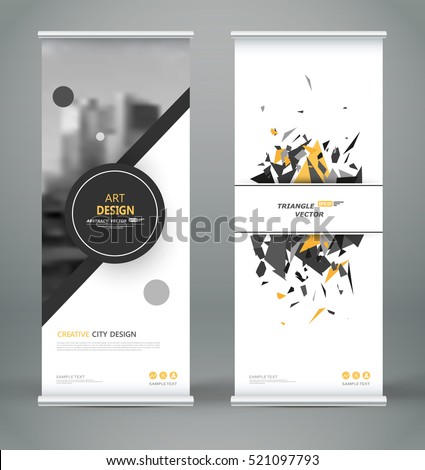 Abstract composition. White roll up brochure cover design. Info banner frame. Text font. Title sheet model set. Modern vector front page. City view brand flag. Triangle figures icon. Ad flyer fiber Abstract composition. White roll up brochure cover design. Info banner frame. Text font. Title sheet model set. Modern vector front page. City view brand flag. Triangle figures icon. Ad flyer fiber
