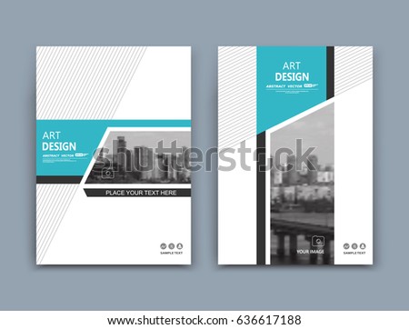 Abstract a4 brochure cover design. Template for banner, business card, title sheet model set, flyer, ad text font. Modern vector front page art with urban city river bridge. Lines, green figures icon Abstract a4 brochure cover design. Template for banner, business card, title sheet model set, flyer, ad text font. Modern vector front page art with urban city river bridge. Lines, green figures icon