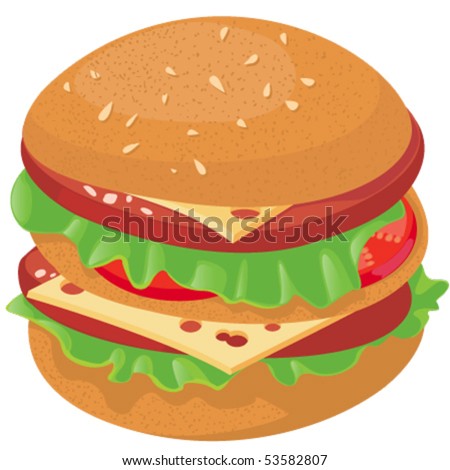 Vector Drawing Cheeseburger Stock Vector 112710340 - Shutterstock