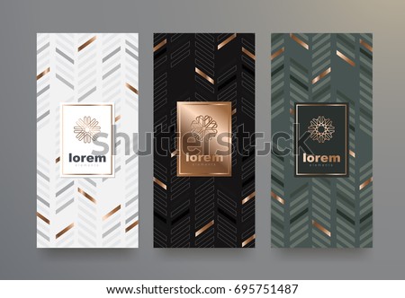 Vector set packaging templates with different texture for luxury products.logo design with trendy linear style.vector illustration Vector set packaging templates with different texture for luxury products.logo design with trendy linear style.vector illustration