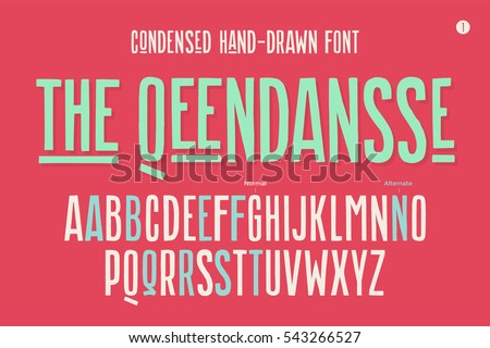 Hand-drawn condensed alphabet and font. Tall and thin uppercase letters and alternative characters. Hand-drawn sketch narrow sans serif font The Qeendansse, part One. Vector Illustration Hand-drawn condensed alphabet and font. Tall and thin uppercase letters and alternative characters. Hand-drawn sketch narrow sans serif font The Qeendansse, part One. Vector Illustration