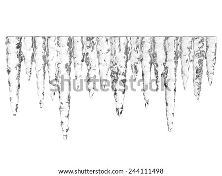 Icicles isolated on white - stock photo