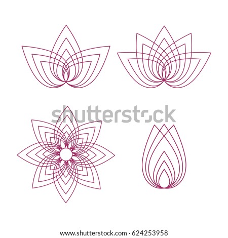 Four Lotus Silhouettes Design Vector Stock Vector 135950213 - Shutterstock