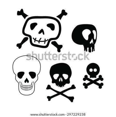 Kawaii Cute Halloween Skull Icons Set Stock Vector 190979318 - Shutterstock