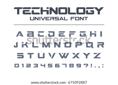 Technology font. Geometric, sport, futuristic, future techno alphabet. Letters and numbers for military, industrial, hi-tech logo design. Modern minimalistic vector typeface Technology font. Geometric, sport, futuristic, future techno alphabet. Letters and numbers for military, industrial, hi-tech logo design. Modern minimalistic vector typeface