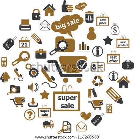 100 internet sales & shop icons set, vector - stock vector