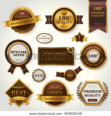 luxury premium quality labels set collection over pearl white - stock vector luxury premium quality labels set collection over pearl white - stock vector