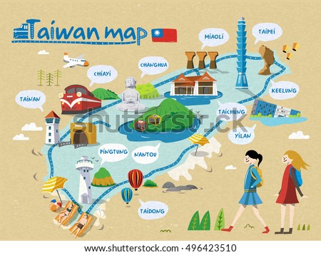Taiwan travel map, all english version, relaxing style Taiwan travel map, all english version, relaxing style