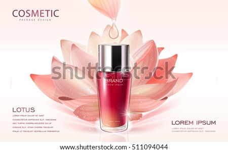 Lotus cosmetic ads template, 3D illustration cosmetic mockup with lotus on the background Lotus cosmetic ads template, 3D illustration cosmetic mockup with lotus on the background