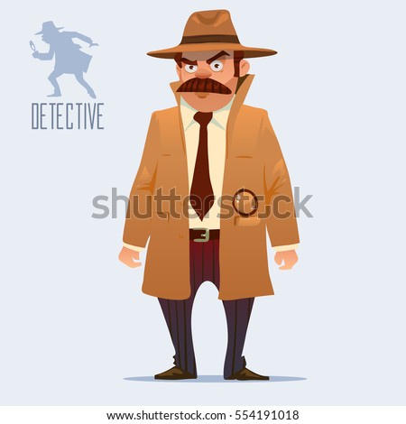 Detective Character Set Character Design Typographic Stock Vector