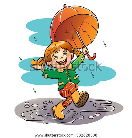 Coloring Page Outline Cartoon Joyful Girl Stock Vector 332628344