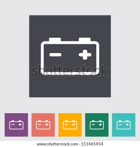 Car battery. Single flat icon. Vector illustration. - stock vector