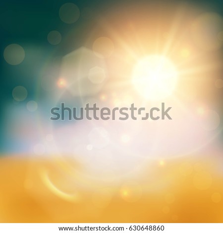 Glittering and blurred summer background with gold sun and many light effects. Glittering and blurred summer background with gold sun and many light effects.