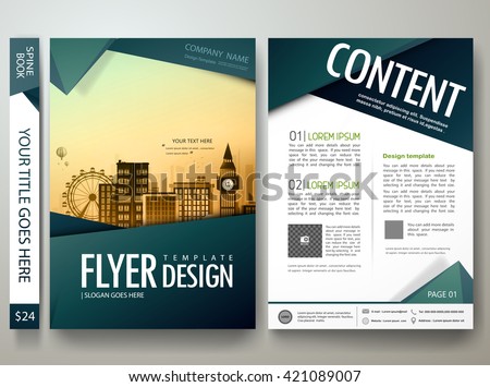 Flyers design template vector.Brochure report business magazine poster template.Cover book portfolio presentation and abstract green shape on poster design.City design on brochure background.A4 layout - stock vector Flyers design template vector.Brochure report business magazine poster template.Cover book portfolio presentation and abstract green shape on poster design.City design on brochure background.A4 layout - stock vector