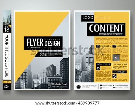 Flyers design template vector. Business brochure report magazine poster resume. Cover book minimal portfolio presentation. Abstract black and yellow shape on a4 layout. Flyers design template vector. Business brochure report magazine poster resume. Cover book minimal portfolio presentation. Abstract black and yellow shape on a4 layout.