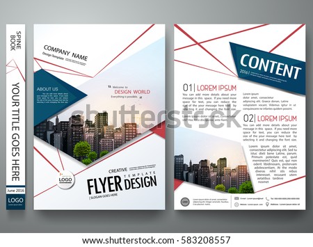 Portfolio design template vector. Minimal brochure report business flyers magazine poster. Abstract red cobweb and blue square shape on cover book presentation. City concept in A4 size layout. Portfolio design template vector. Minimal brochure report business flyers magazine poster. Abstract red cobweb and blue square shape on cover book presentation. City concept in A4 size layout.