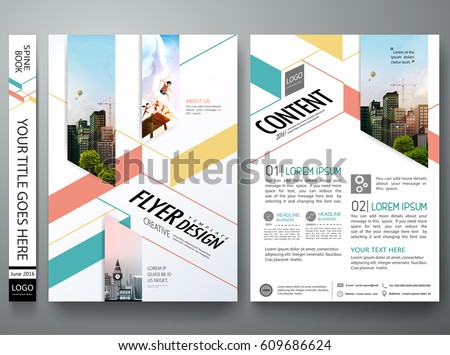 Portfolio design template vector. Minimal brochure report business flyers magazine poster. Abstract green and orange square on cover book presentation. City concept on A4 size layout. Portfolio design template vector. Minimal brochure report business flyers magazine poster. Abstract green and orange square on cover book presentation. City concept on A4 size layout.