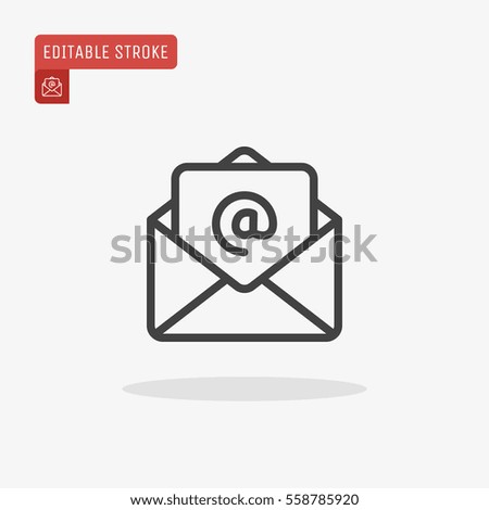 Outline email icon isolated on grey background. Open envelope pictogram. Line mail symbol for website design, mobile application, ui. Editable stroke. Vector illustration. Eps10 Outline email icon isolated on grey background. Open envelope pictogram. Line mail symbol for website design, mobile application, ui. Editable stroke. Vector illustration. Eps10