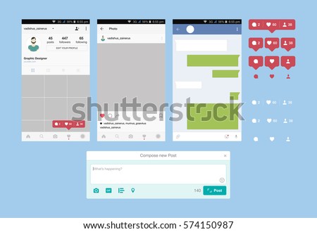 Set web applications and Icon for social network. Notification icons flat vector illustration EPS 10. Set web applications and Icon for social network. Notification icons flat vector illustration EPS 10.