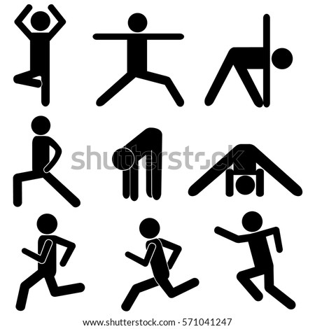 Body Workout / Stretching Exercises. Healthy Life Style Concept. Stick Figure Pictogram Icon Body Workout / Stretching Exercises. Healthy Life Style Concept. Stick Figure Pictogram Icon