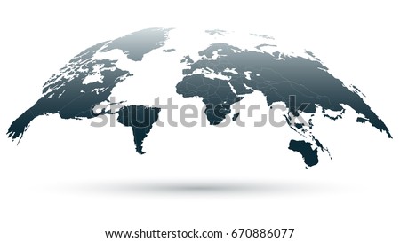 Bluish Detailed Globe Map Isolated on White Background. 3D Vector Illustration Bluish Detailed Globe Map Isolated on White Background. 3D Vector Illustration