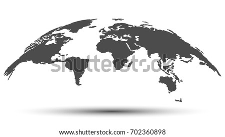Monochrome 3D Map of the World with Shadow Isolated on White Background. Vector Illustration Monochrome 3D Map of the World with Shadow Isolated on White Background. Vector Illustration