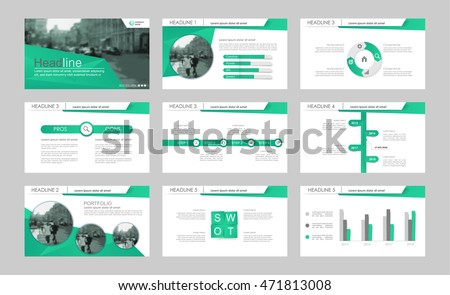 Set of green elements abstract templates. Presentation templates. Use in presentation, flyer, corporate report, marketing, advertising Set of green elements abstract templates. Presentation templates. Use in presentation, flyer, corporate report, marketing, advertising