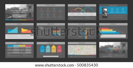Colored elements abstract templates. Dark grey presentation templates. Use in presentation, flyer, corporate report, marketing, advertising. Colored elements abstract templates. Dark grey presentation templates. Use in presentation, flyer, corporate report, marketing, advertising.
